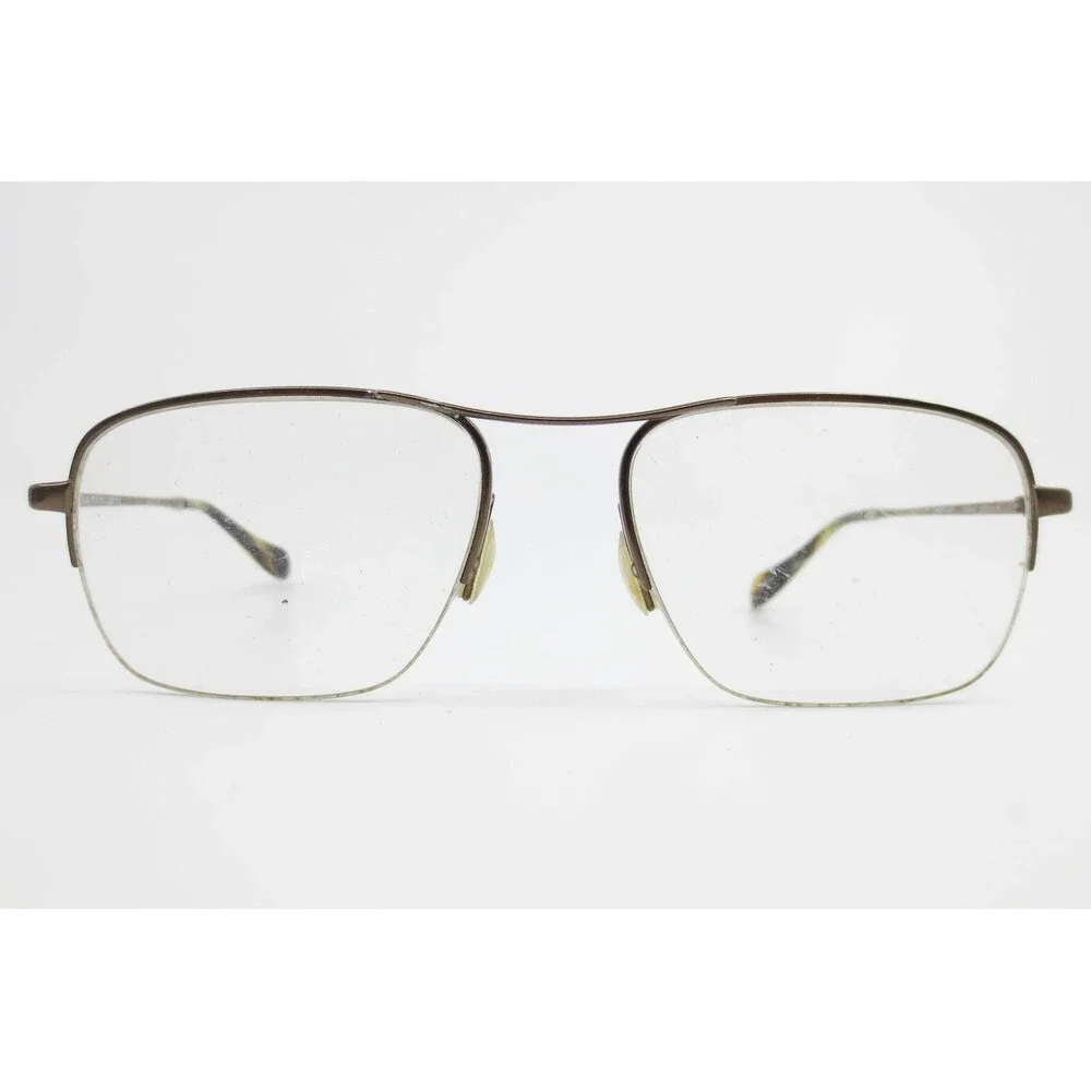 Oliver Peoples Bricklyn OV1087T 5075 Titanium Eyeglasses Brown Semi-Rimless 53mm